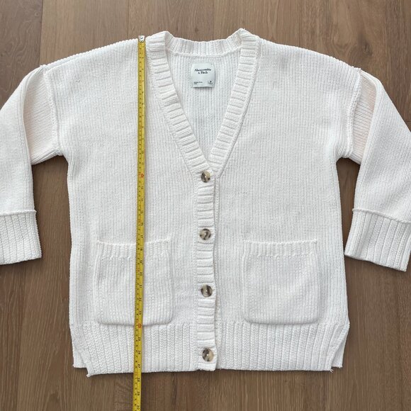 Abercrombie & Fitch Sweater Women Medium Cardigan Ivory Cream Knit Chenille - Picture 6 of 12